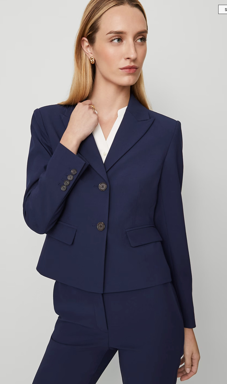 NWT ANN TAYLOR PURE SAPPHIRE BI-STRETCH SHORTER TWO BUTTON BLAZER JACKET SZ 10